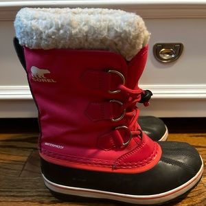 Sorel Kids winter snow boot youth pac nylon size 1 bright rose